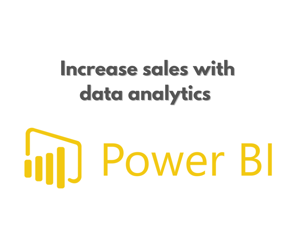 Graphic highlighting the use of Power BI for enhancing sales through data analytics, featuring charts and data points