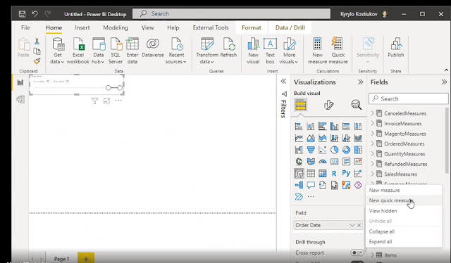 Slicer the order data values 