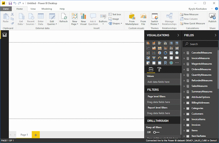Report creation screen inside Power BI
Desktop