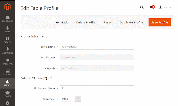 Table Profile
properties