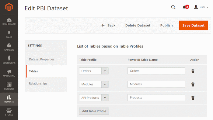 Managing Dataset Tables