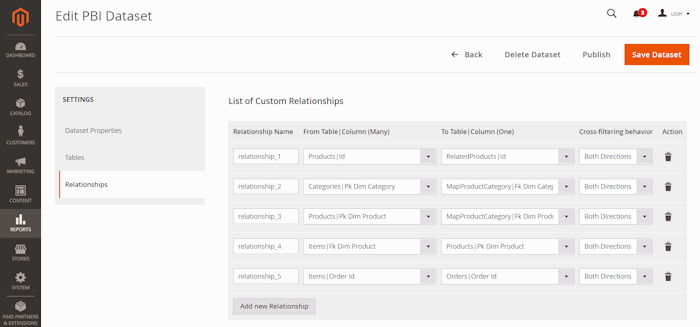Managing Table Relationships within a dataset