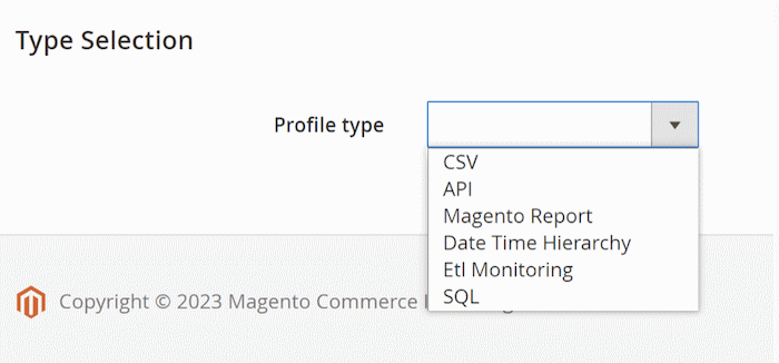 Selection of the CSV Table Profile
type